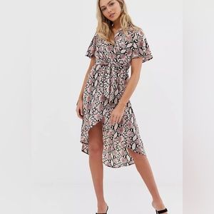 QED London high low wrap dress pink snakeskin Sz 8